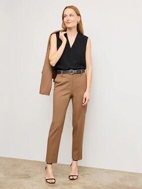 M.M. LaFleur The Mejia Pant Italian Wool Twill Camel Saddle Size 8